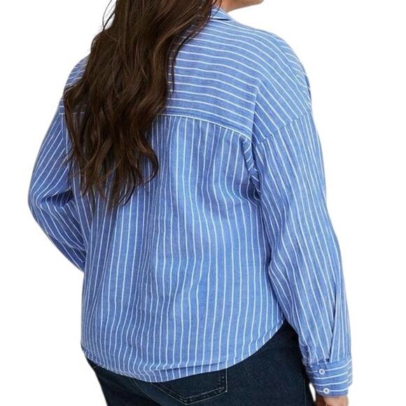 Torrid Blue Stripe Twist Front Button Up Shirt Size 3X - Picture 9 of 13